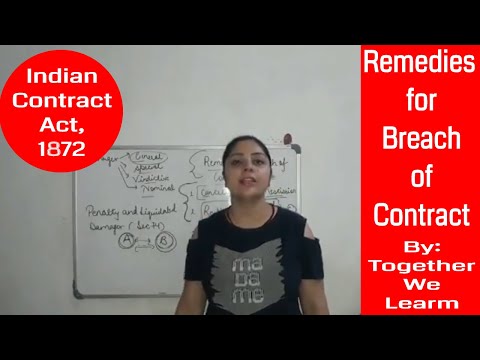 #breachofcontract Remedies for Breach of Contract || With Case Laws || Indian Contract Act, 1872 Video