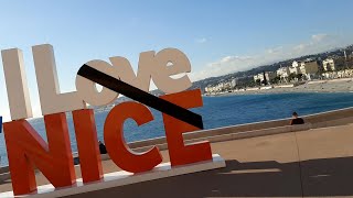 beach and old town of Nice in south France Promenade