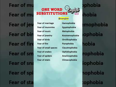 ONE WORD SUBSTITUTIONS || TYPES OF PHOBIA ||FEAR||WORDS RELATED TO FEAR AND PHOBIA #shorts #oneword