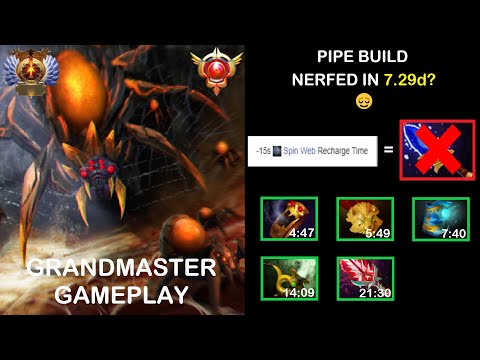 7.29d = ''Nerfed'' LOL - Pipe Build - Mid Grandmaster Broodmother (0057) Immortal Gameplay