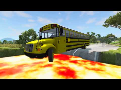 Super Car & Truck vs Lava River from Volcano - BeamNG Drive