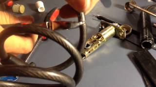 How to cut a steel cable lock.