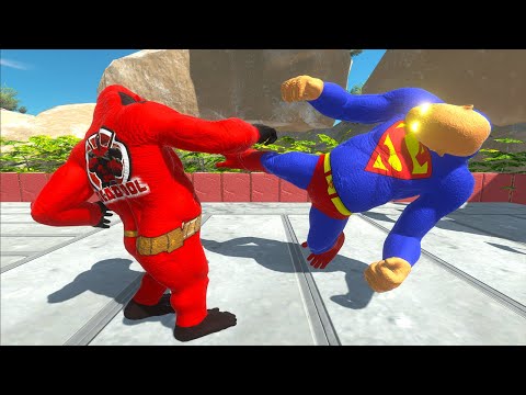DEADPOOL GORO VS SUPERMAN GORO VS HULK BRACHIOSAURUS DEATH RUN - Animal Revolt Battle Simulator