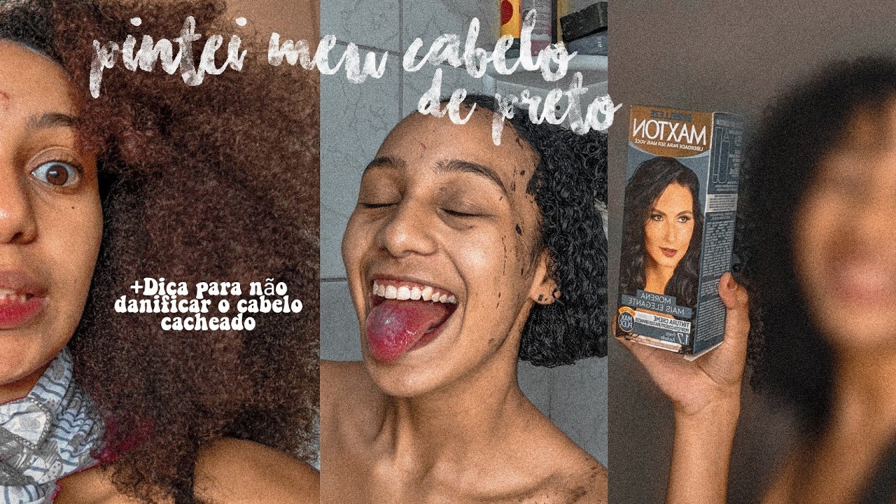 COMO PINTAR O CABELO CACHEADO SEM DANIFICAR OS FIO + TESTANDO TINTA DA MAXTON - PRETO AZULADO 1.7