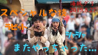 【TDS 海賊グリ2019】スペシャルな技をまたやっちゃったラビット&シャシャ  バルボッサ船長に怒られちゃう...
