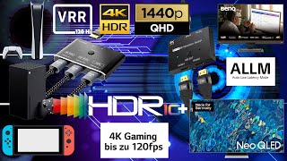 4k@120Hz HDMI 2.1 Splitter für PS5 und X Box Series X [Mit VRR, ALLM, HDR]