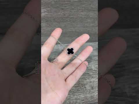 Подарок девушке браслет в стиле Ван Клиф "Двухсторонний клевер агат и перламутр" медицинская сталь в коробочке - фото 1 - id-p2364204722