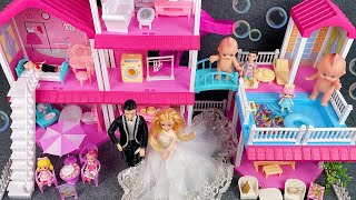 12 Minutes Satisfying with Unboxing Pink Barbie House Toys Set Review | ASMR