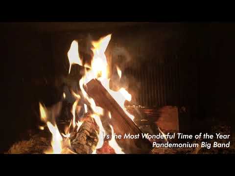 Big Band Jazz Yule log - Christmas Music with Fireplace - Pandemonium Big Band