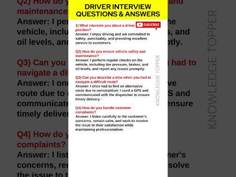 Driver Interview Questions and Answers | Truck Driver Interview Questions and Answers