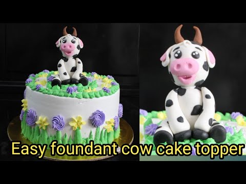 How to make cow cake topper | foundant cow | clay moulding cow | cow theme |home made cakes tirupur
