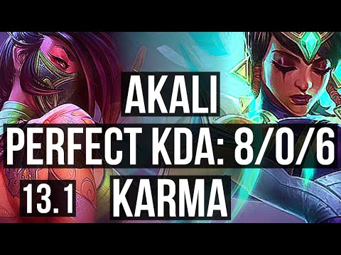AKALI vs KARMA (MID) | 8/0/6, 600+ games, Legendary | KR Master | 13.1