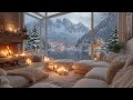 Peaceful Winter Morning By The Lake Soft Piano Falling Snow Warm Fireplace For Deep Focus