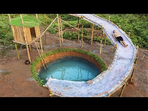 Build Water Slide House Around Underground Swimming Pool Video
