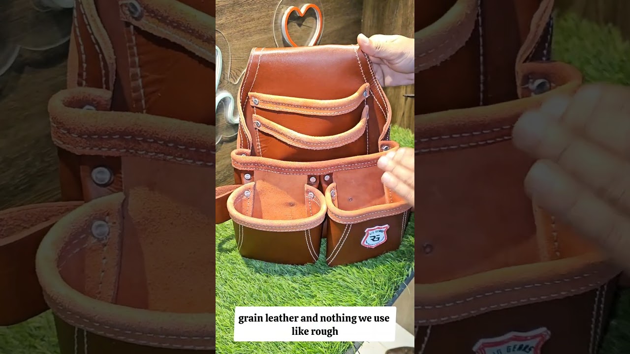 Leather Tool Pouch for Electricians – 5-Pocket Heavy-Duty Carpenter