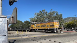Sierra Northern 2666 cement run rolling though tenth street leaving Santa Paula Yard
