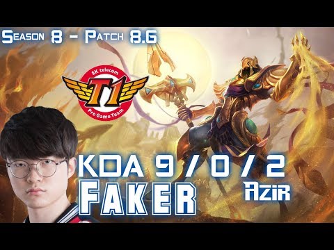 SKT T1 Faker AZIR vs GALIO Mid - Patch 8.6 KR Ranked