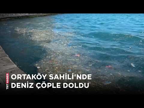 Ortaköy Sahili'nde denizde bulunan çöpler kameralara yansıdı