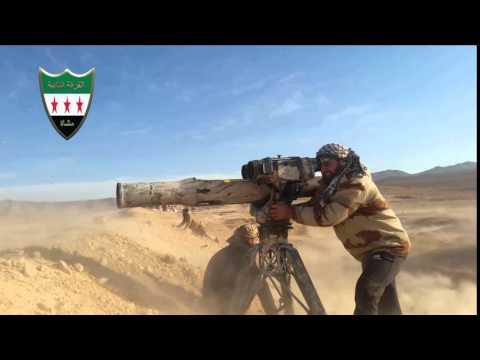 استهداف الفرقة الثانية مشاة بصاروخ تاو عربة لتنظيم الدولة الإسلامية في منطقة القلمون الشرقي في ريف دمشق ضمن معركة "رعد 1"