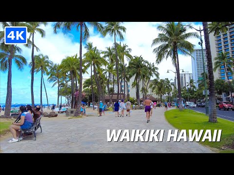 [4K] Waikiki Walking tour - Hawaii, Honolulu, Oahu