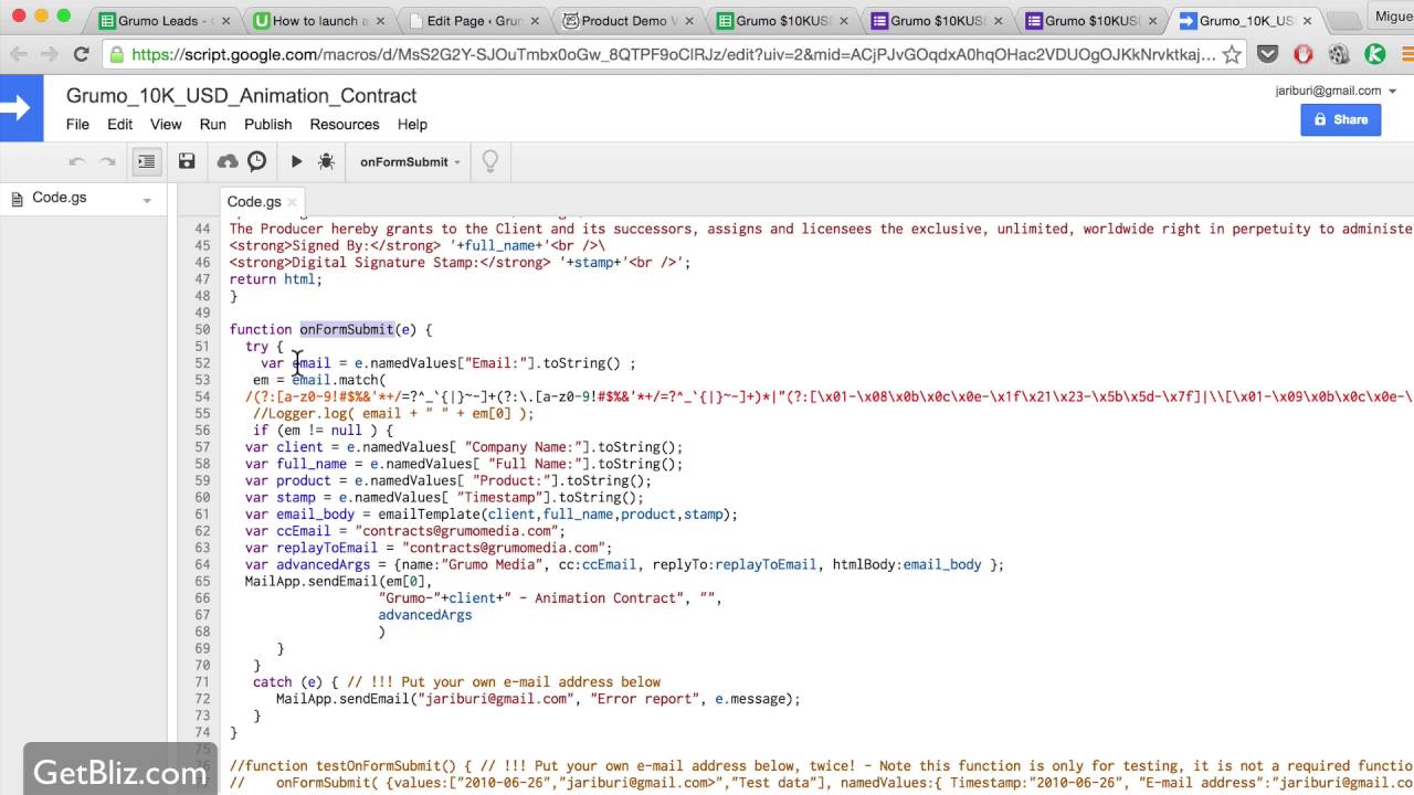 Using Google Docs to manage client contracts