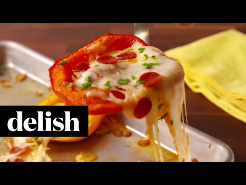 Mini Pepper Pizzas | Delish