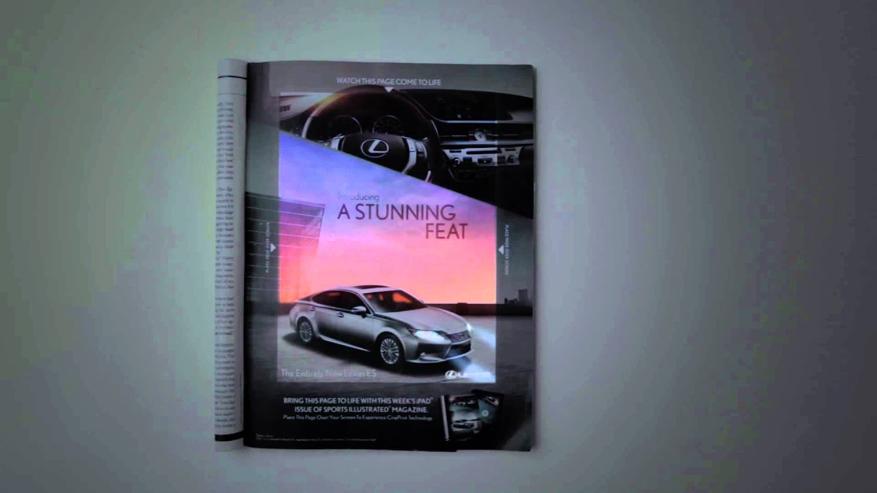 Lexus ES print ad in motion - new CinePrint ad technology