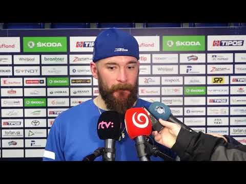 Samuel Mlynarovič a Marek Čiliak po zápase s Novými Zámkami (27. kolo Tipos Extraliga)