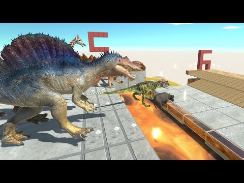 Who Can Jump Over The Lava Tank First - Dinosaurs VS Animals - Animal Revolt Battle Simulator