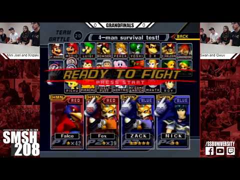 SMSH 208 - Mini Joel + Krizski vs. Qwuv + Swan - Melee Doubles GFs (Check Description)