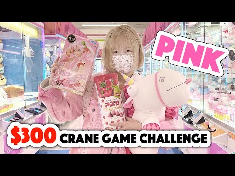 $300 ONE COLOR CRANE GAME CHALLENGE - Pink