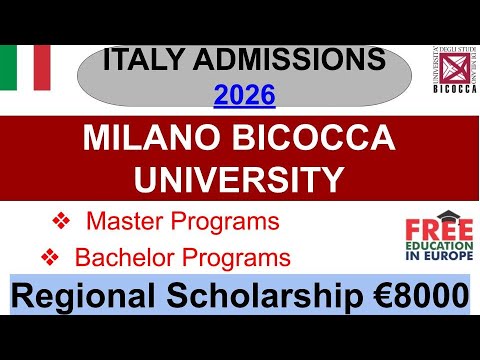 University of Mialno-Bicocca Italy, Admissions 2026, Master&Bachelor Programs| Application Process