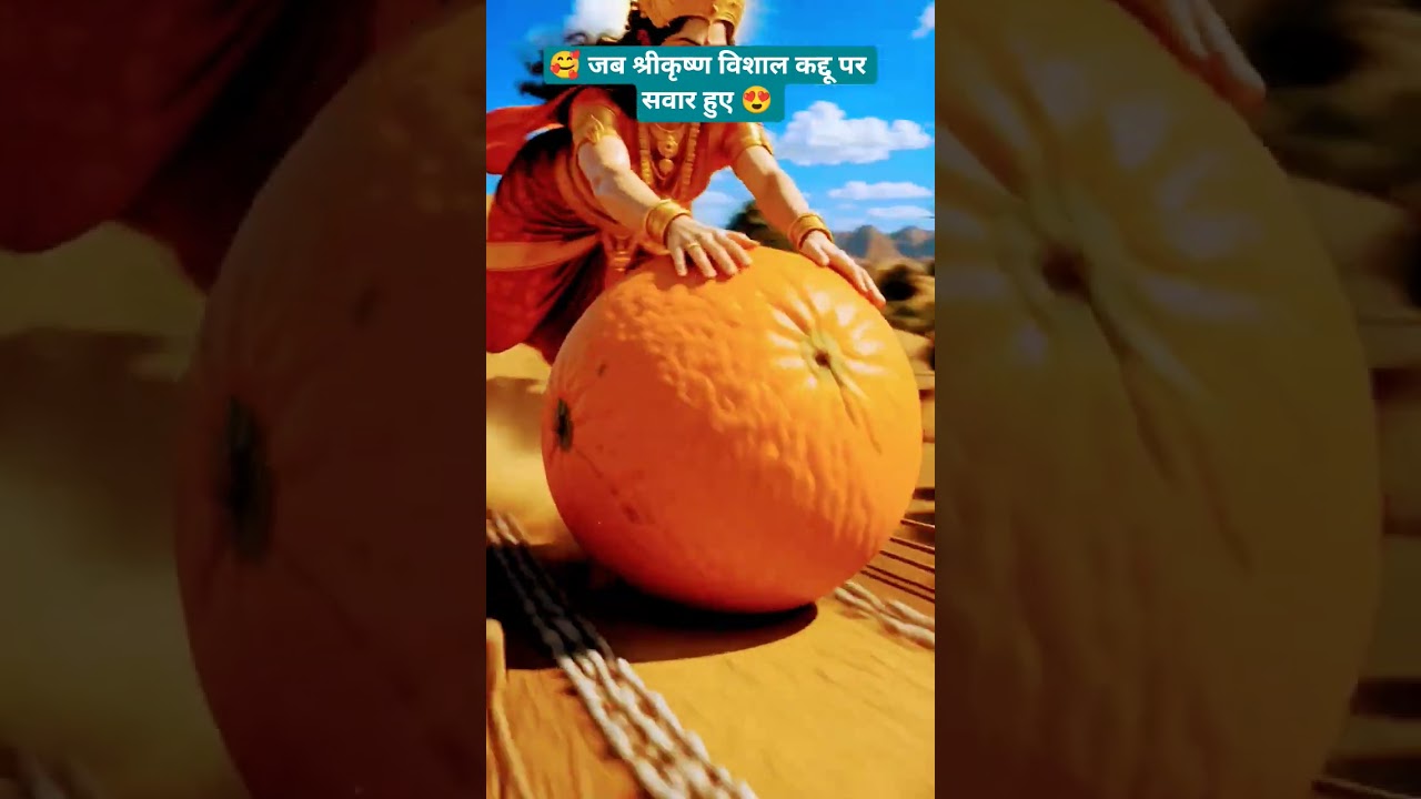 🥰 जब श्रीकृष्ण विशाल कद्दू पर सवार हुए 😍 🙏 #shorts #krishna #durgapuja #hanuman #youtubeshorts #ai