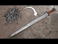 Forging DAMASCUS Viking Sword from NAILS