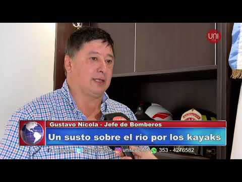 Un susto sobre kayaks en el río