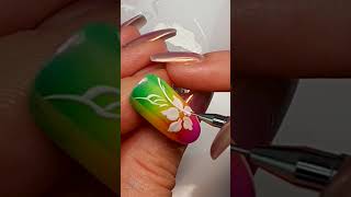 Ombre nail art with simple flower. Beginners friendly nail art