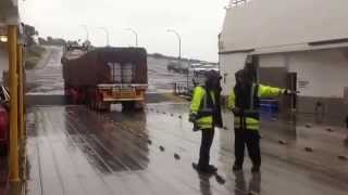 preview picture of video 'B double Semi backing onto Spirit of Kangaroo Island ferry.'