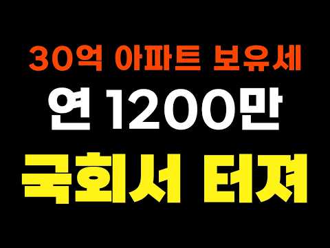 30억 아파트 보유세 연 1200만원, 국회서 터졌다!!