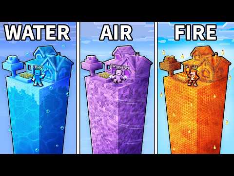 JJ vs Mikey vs Banana Kid: ELEMENTAL CHUNK BATTLE in Minecraft...