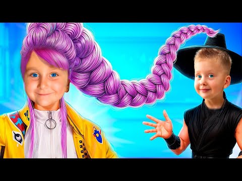 👩‍🎤 Mihaela CRIES because she has BANGS and PURPLE HAIR 🥳 Party KPop HUNTERS 💜