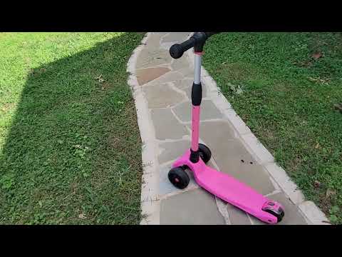Allek Kick Scooter B03, Lean 'N Glide 3 Wheeled Push Scooter with Extra Wide PU Light Up Wheels Revi