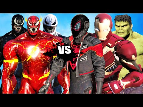 Team Venom vs Spiderman vs Hulk vs Iron man vs Deadpool - Epic battle