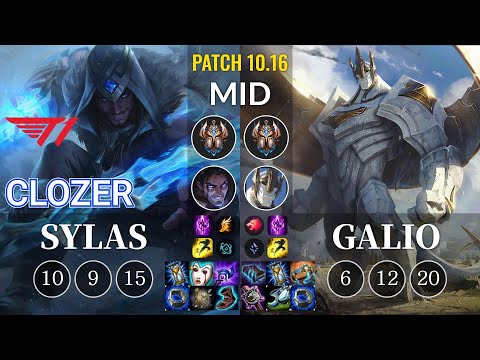 T1 Clozer Sylas vs Galio Mid - KR Patch 10.16