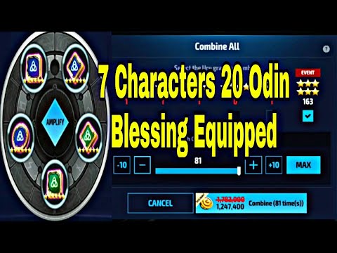 163 Mythic Uru Combine For Odin Blessing & 20 Odin Blessing Equipped Showcase - Marvel Future Fight
