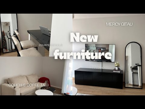 Furniture vlog:Finally!!My furniture are here;New Couch,tv stand,coffee tables and counter stools