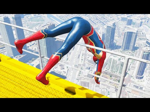 SPIDERMAN CRAZY JUMPS/FALLS (GTA 5 Spider-Man Fails) #71