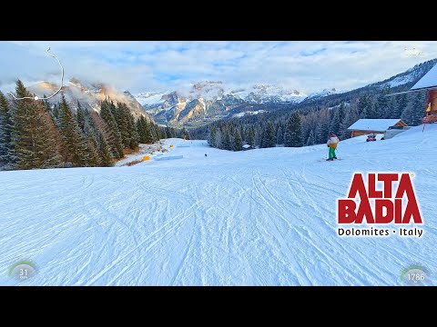 Skiing ⛷️ Piz Sorega (Alta Badia piste 11): Smooth Ski 4K with Extra Stabilization 🎿 #ski #dolomiti