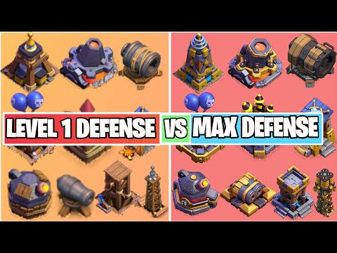 Level 1 BH Defense Vs Max Level BH Defense - Clash of clans