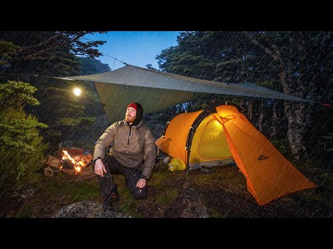 CAMPING In RAIN STORM - Heavy Rain Flooded My Campsite 