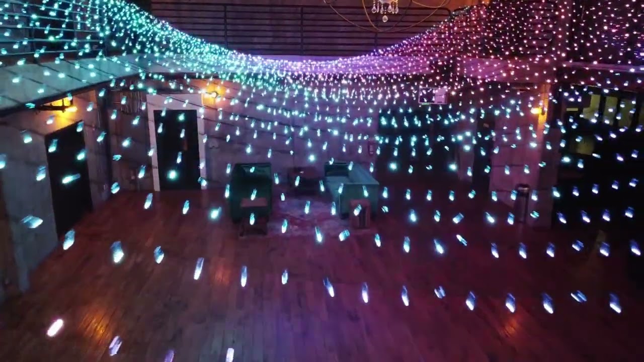 Video thumbnail showing pixel-mapped twinkle lighting and warm industrial wedding lighting at Fremont Foundry.